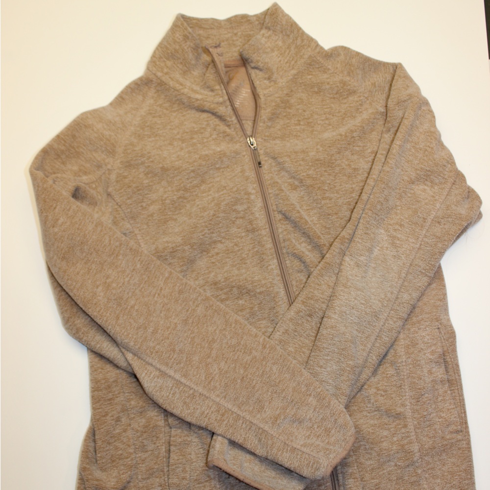 Used comfy warm zip up beige jacket